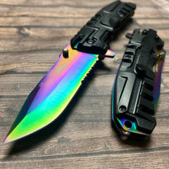 8.5" MASTER USA RAINBOW BLADE SPRING ASSISTED TACTICAL FOLDING POCKET KNIFE