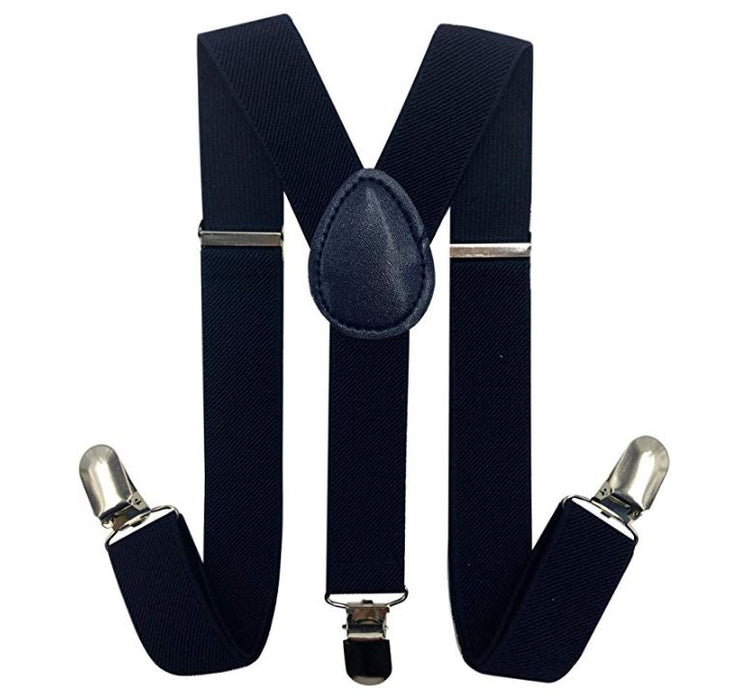 Kids Matching Set - Navy Blue Toddler Suspender and Bow Tie