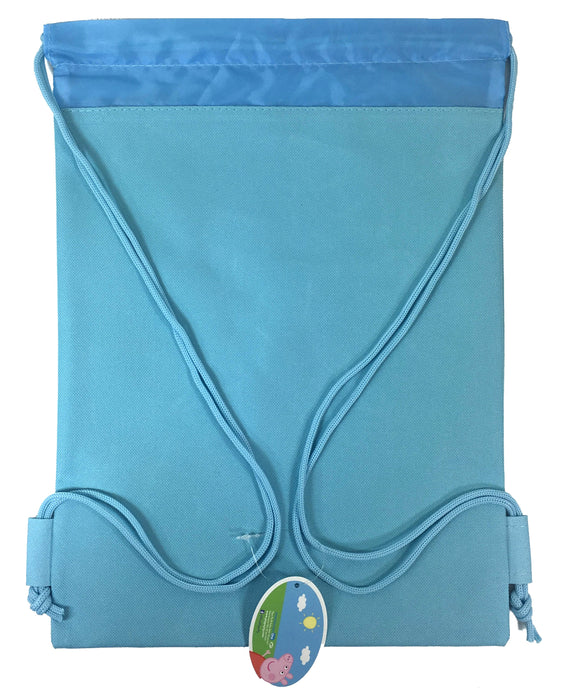 Blue Peppa Pig Drawstring Backpack School Sport Gym Bag