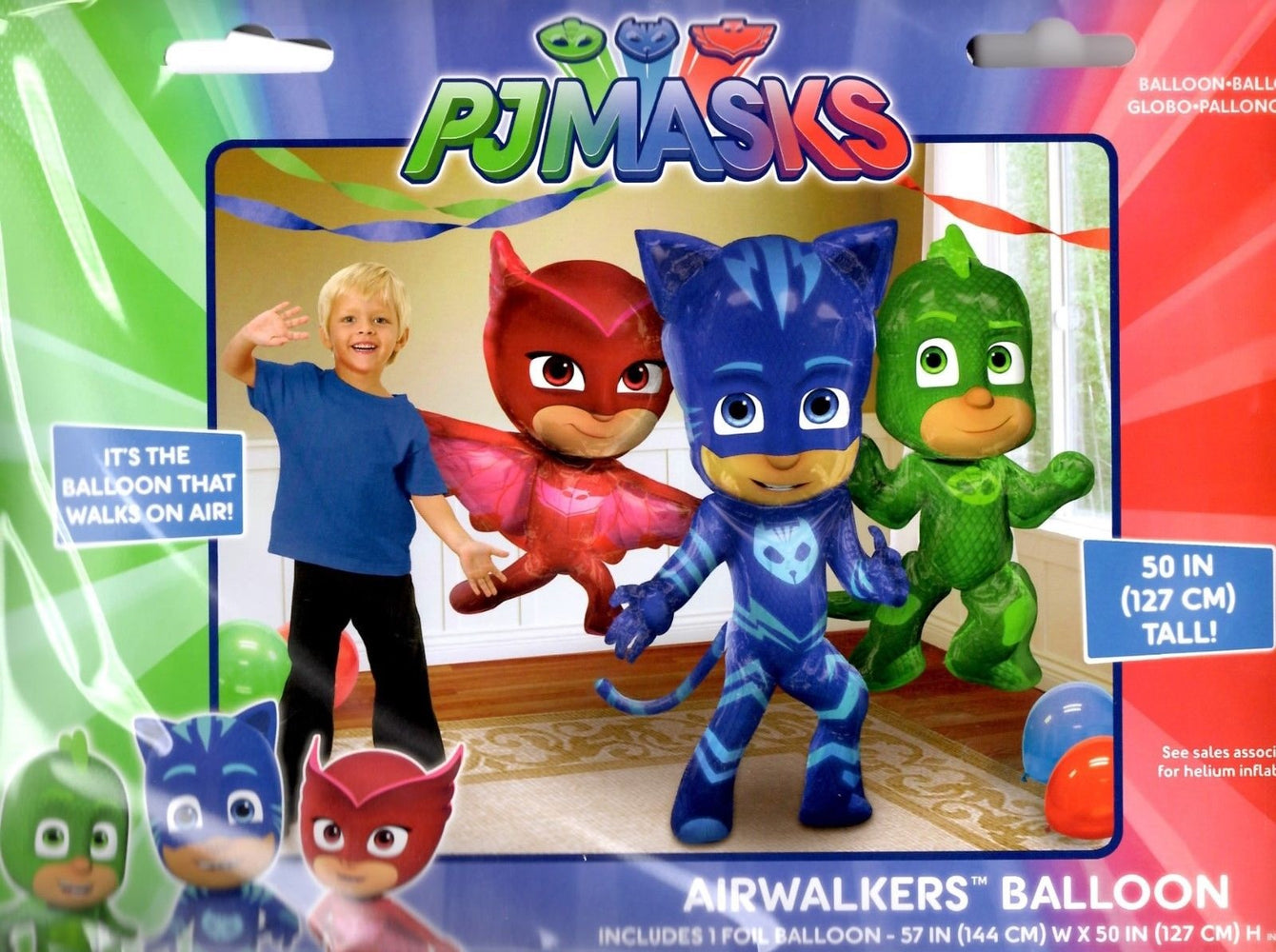 One Giant Pjmasks Airwalker 57" IN W X 50" IN H" Birthday Party Jumbo Balloon HELIUM NOT INCLUDED
