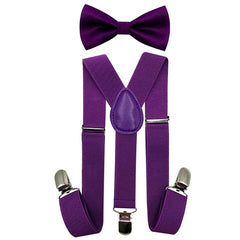 Kids Matching Set - Purple Toddler Suspender and Bow Tie