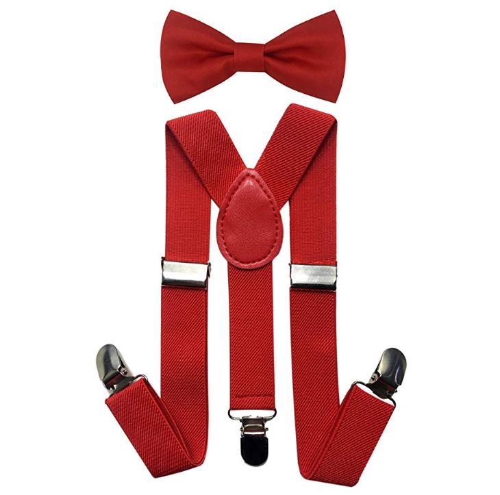Kids Matching Set - Red Toddler Suspender and Bow Tie