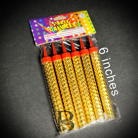 Sparkling Candles Birthday Candles Party Wedding Sparklers Gold Candles 6"