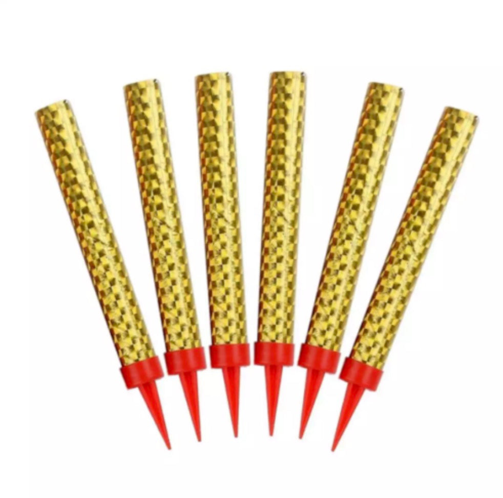 Sparkling Candles Birthday Candles Party Wedding Sparklers Gold Candles 6"