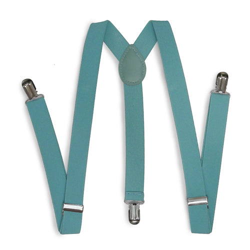 Mint Blue Matching Set Suspender and Bow Tie