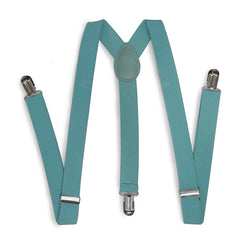 Mint Blue Matching Set Suspender and Bow Tie
