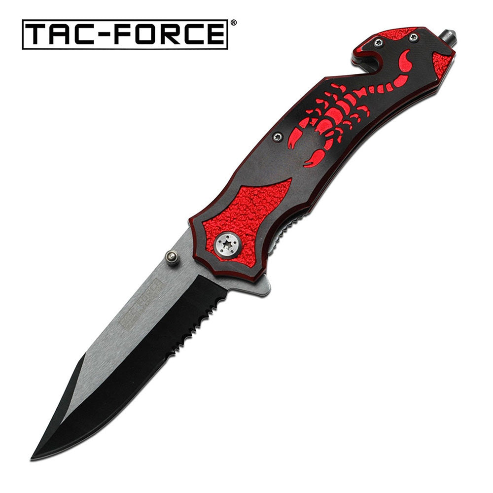 Tac Force Black/ Red Tactical Scorion Spring Assisted Gentlemen Pocket Knife TF-692BR