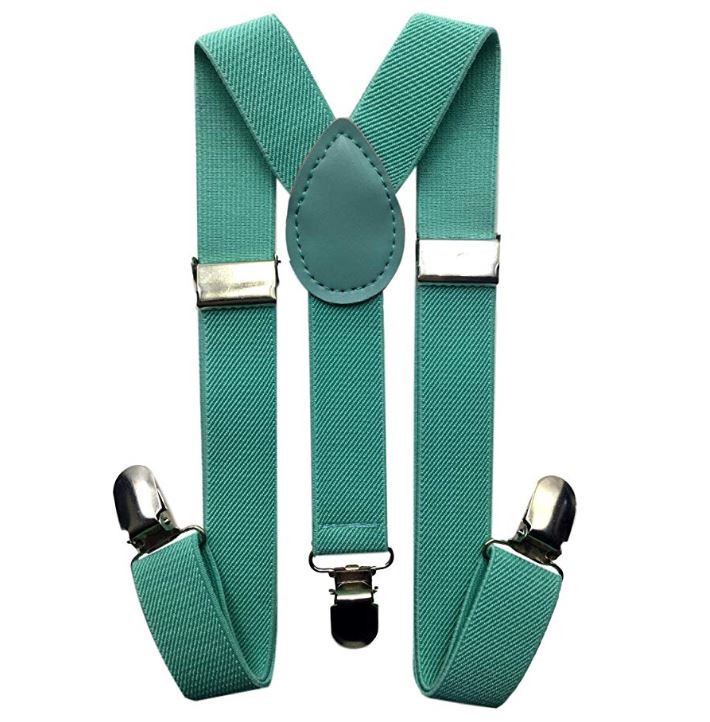 Kids Matching Set - Mint Green Teal Toddler Suspender and Bow Tie