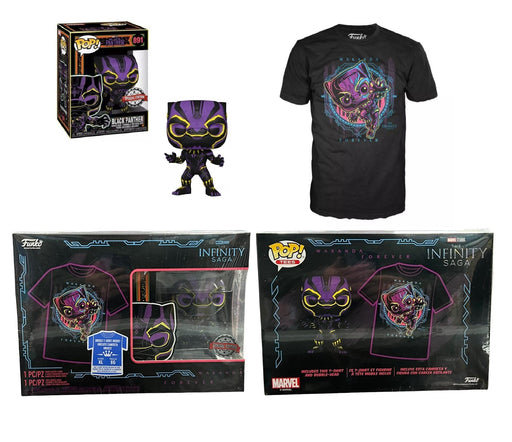 Authentic WAKANDA FOREVER (Black Light) Funko Pop & T-shirt BLACK PANTHER Target Exclusive with (SPECIAL EDITION) Sticker! Size X-LARGE