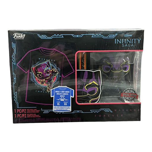 Authentic WAKANDA FOREVER (Black Light) Funko Pop & T-shirt BLACK PANTHER Target Exclusive with (SPECIAL EDITION) Sticker! Size X-LARGE
