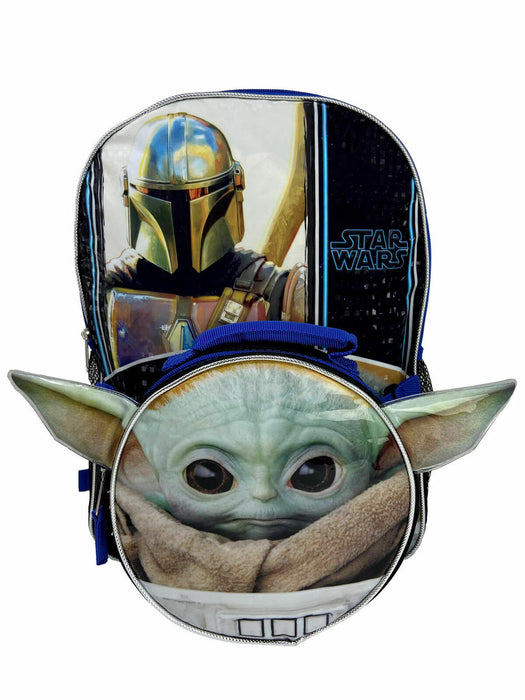 The Mandalorian Baby Yoda THE CHILD 16" Backpack - Detachable Insulated Shaped Lunch Bag