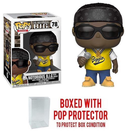 Funko Pop Rocks: Music - Notorious B.I.G. in Jersey Collectible Vinyl Figure #78 with protector case