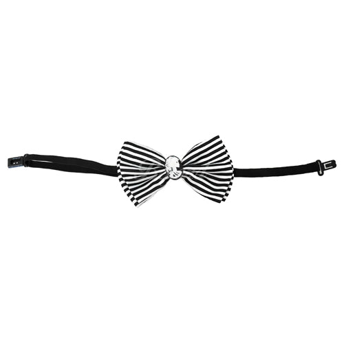 Halloween Skeleton Black Stripe Bow Tie