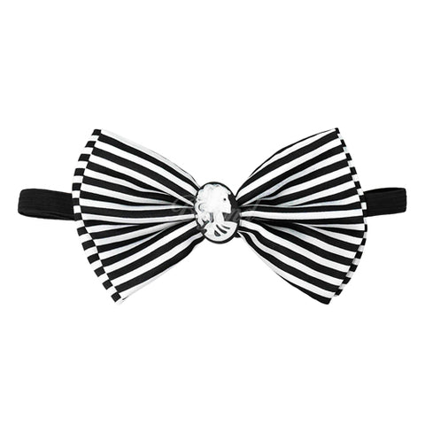 Halloween Skeleton Black Stripe Bow Tie