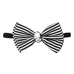 Halloween Skeleton Black Stripe Bow Tie