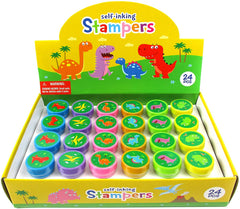 TINYMILLS 24 Pcs Friendly Dino Dinosaurs Stampers for Kids Party Favors Supply