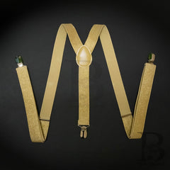 Soft Metallic Gold Matching Set Suspender and Bow Tie
