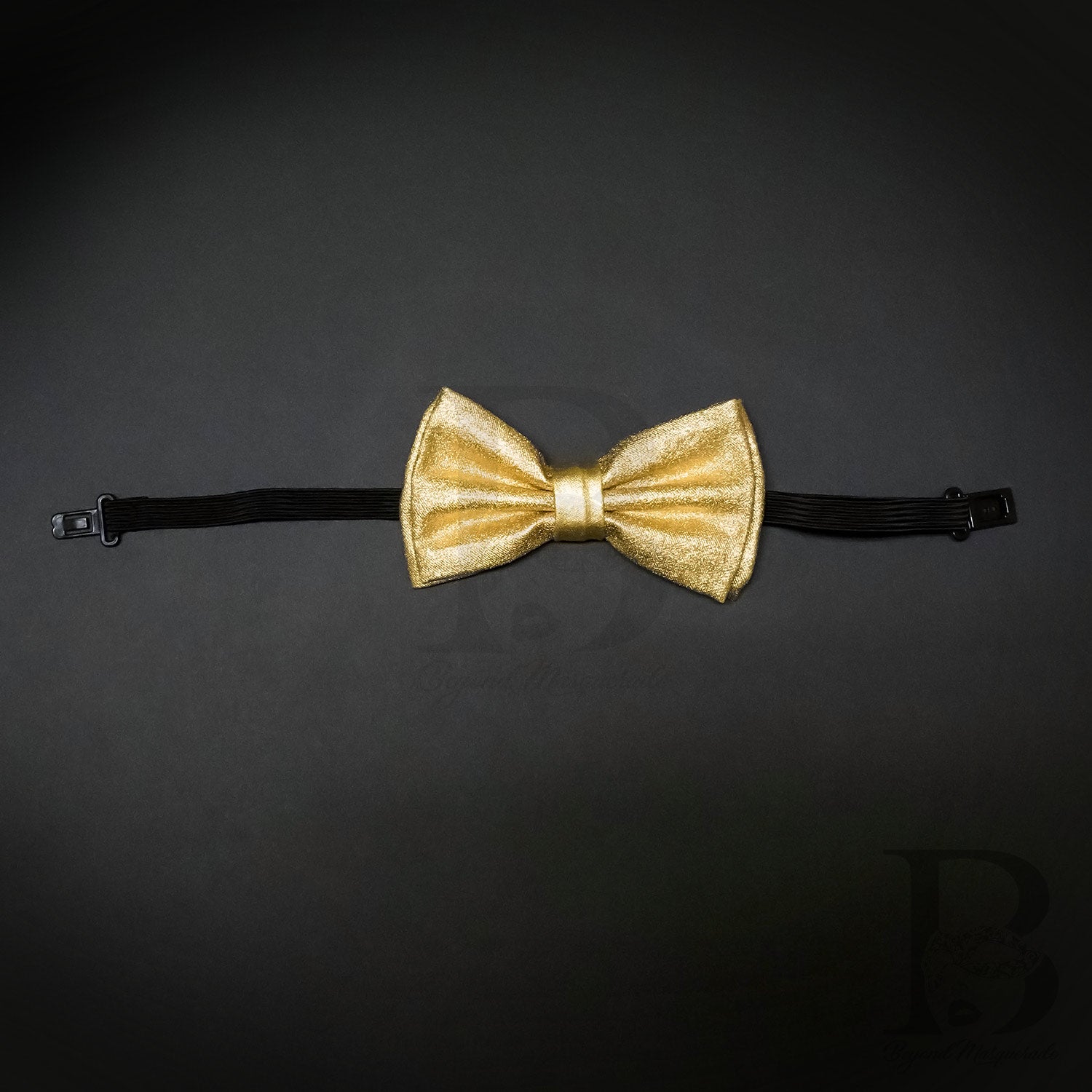 Soft Metallic Gold Matching Set Suspender and Bow Tie