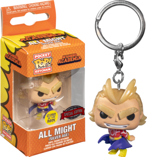 Pockeet POP! Keychain: My Hero Academia - All Might Vinyl Figure Keychain GLOW IN THE DARK