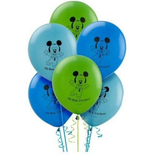 Disney Mickey Mouse 1st Birthday Latex Balloons Party Decorations 12" (15pc)