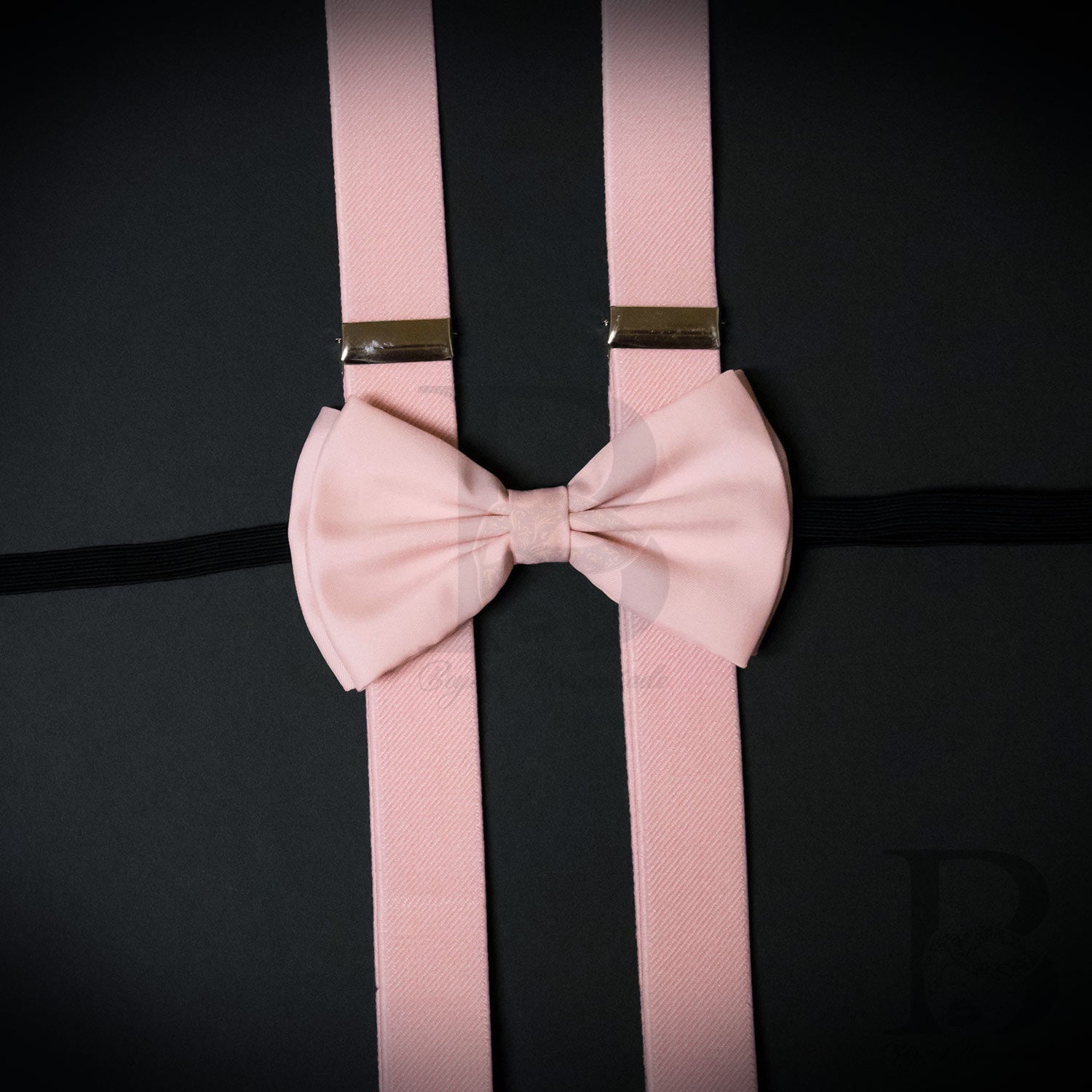 Wedding Blush Pink Matching Set Suspender and Bow Tie