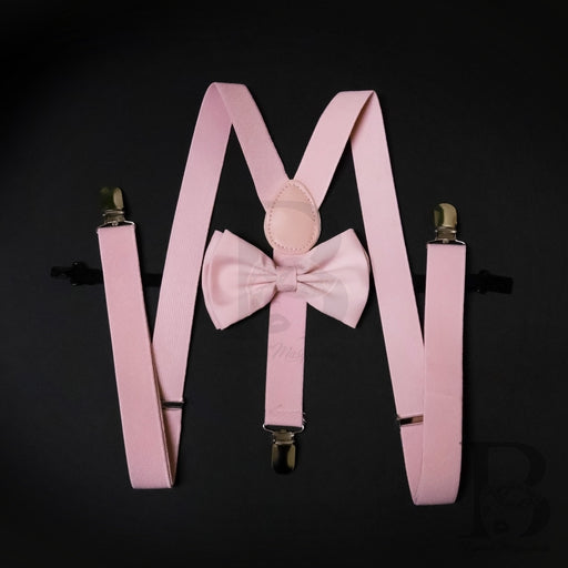 Wedding Blush Pink Matching Set Suspender and Bow Tie