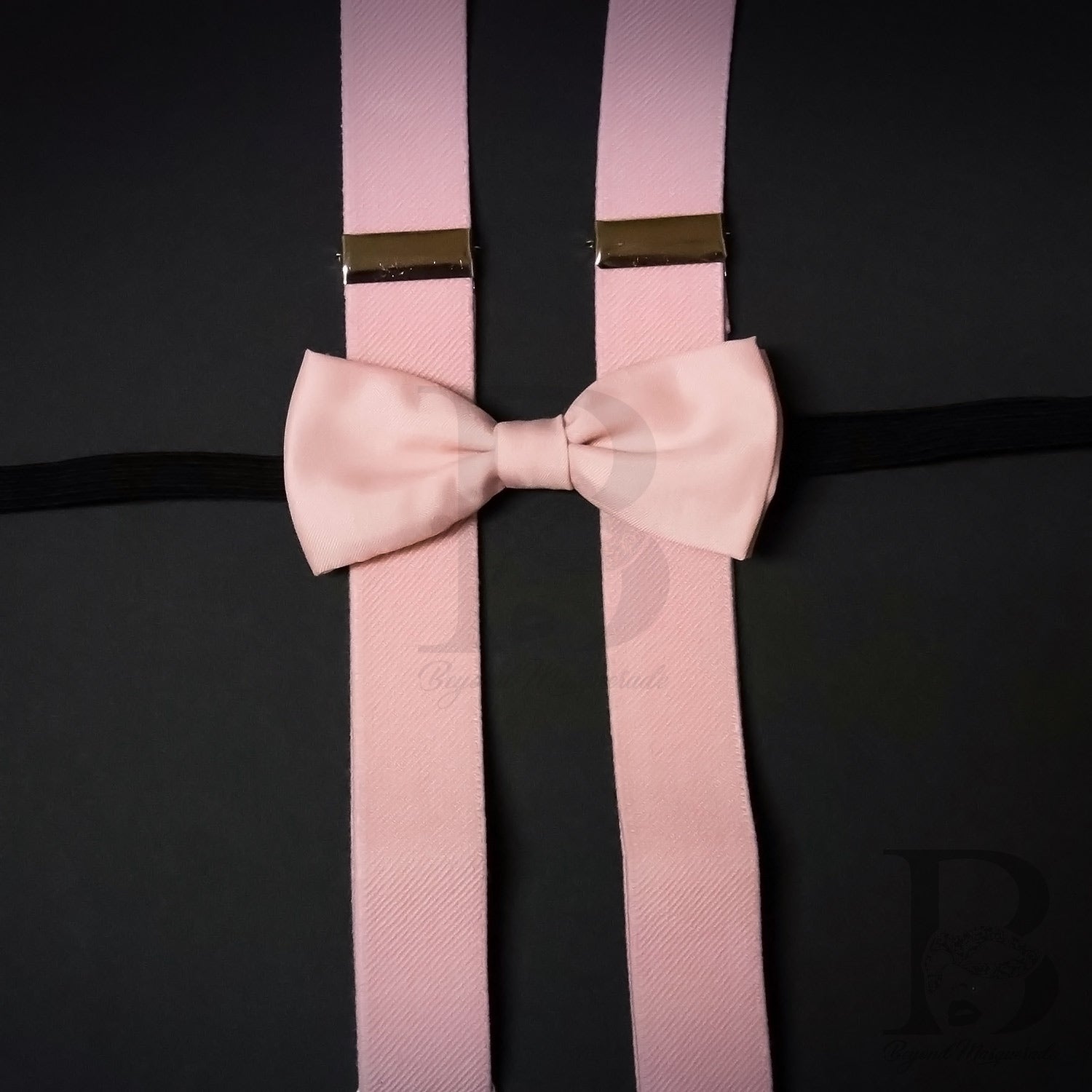 Kids Toddler Suspender and Bow Tie Wedding Blush Pink Matching Set