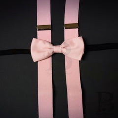 Kids Toddler Suspender and Bow Tie Wedding Blush Pink Matching Set