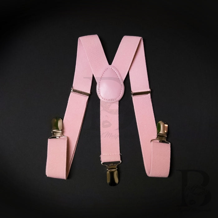 Kids Toddler Suspender and Bow Tie Wedding Blush Pink Matching Set