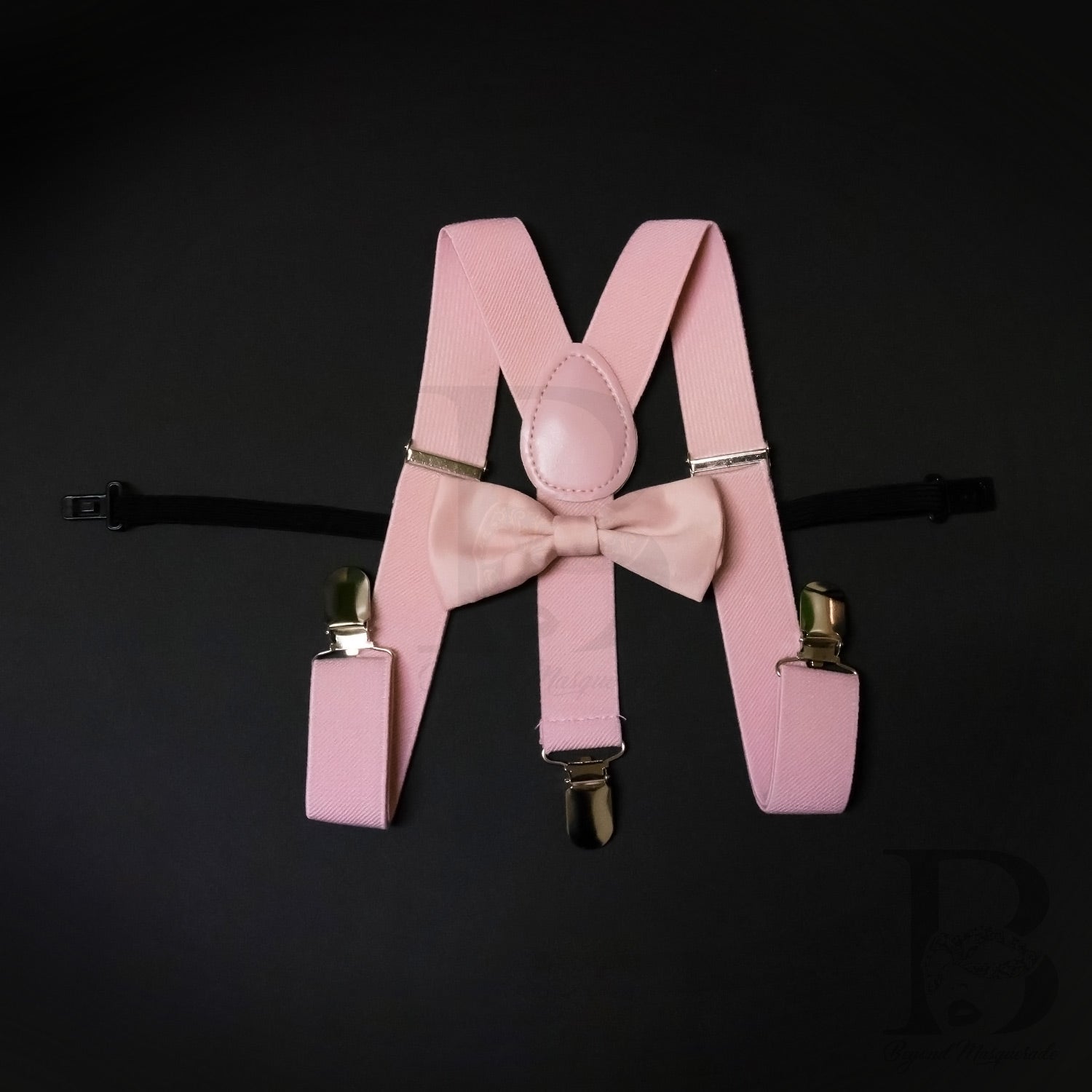 Kids Toddler Suspender and Bow Tie Wedding Blush Pink Matching Set