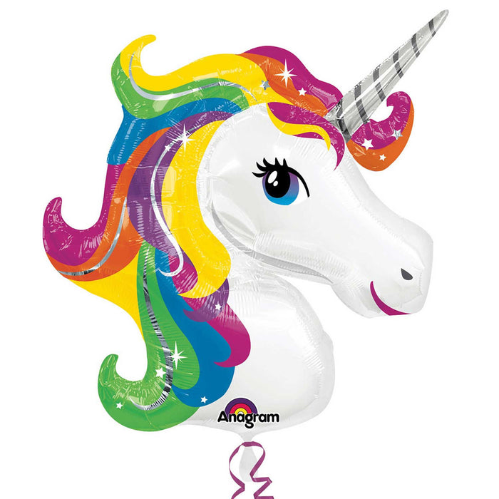 Sparkling Unicorn Foil Balloon Rainbow Party Supplies 33"