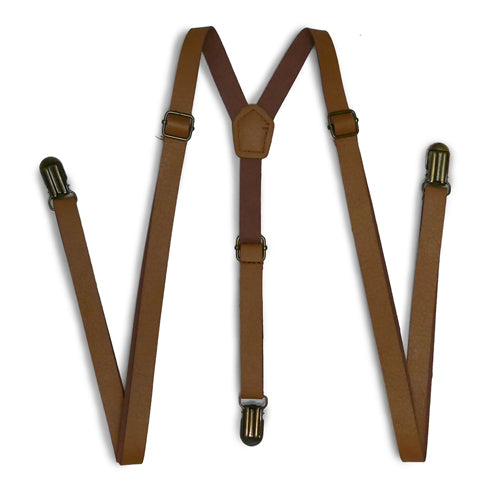 Light Brown Skinny Leather Suspender