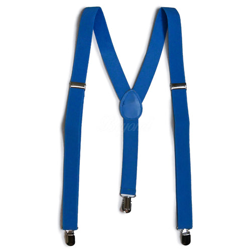 Neon Blue Matching Set Suspender and Bow Tie