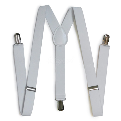 White Matching Set Suspender and Bow Tie