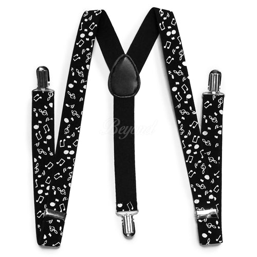 Music Notes Matching Set Suspender and Bow Tie