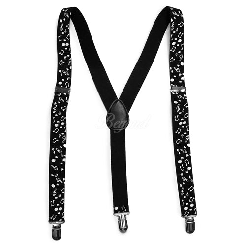 Music Notes Matching Set Suspender and Bow Tie
