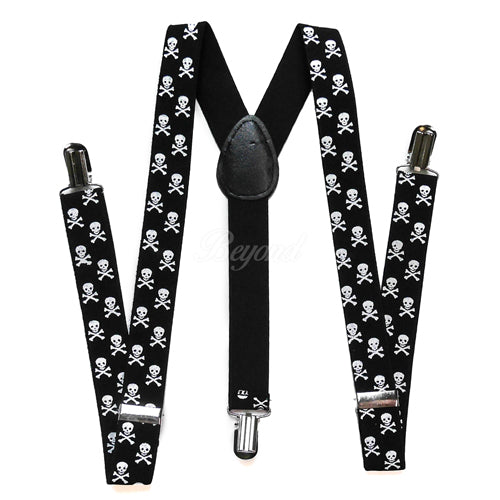 Halloween Skull Matching Set Suspender and Bow Tie