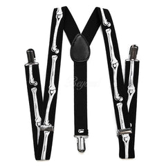 Halloween Skeleton Skull Matching Set Suspender and Bow Tie